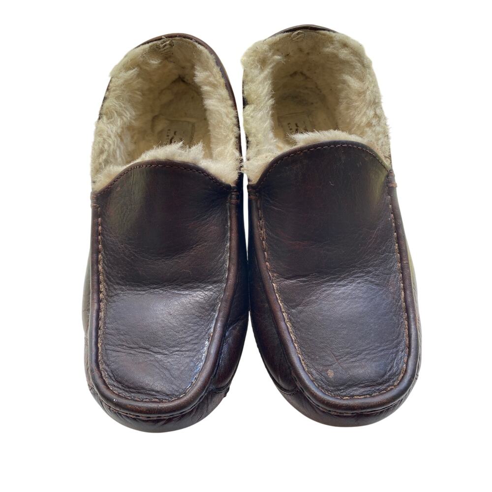 UGG Ascot Leather Brown Size 8 Slipper Shoes